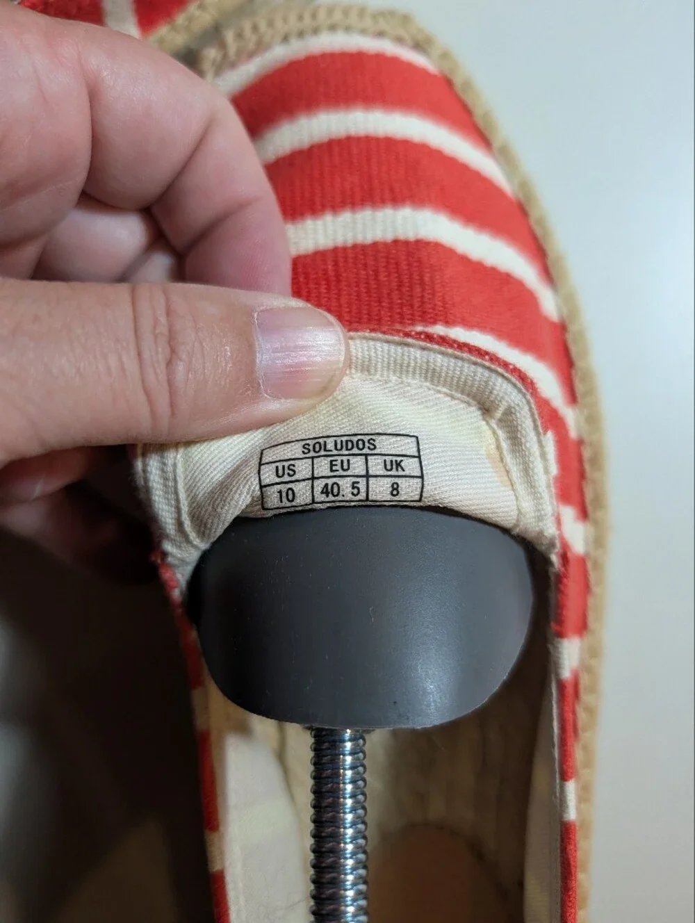 Soludos Striped Red and White Espadrille Slip-Ons - Women Size 10